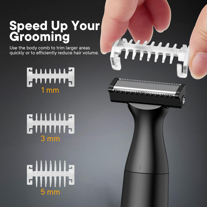 [Australia] - Body Shaver & Hair Trimmer for Men, Funstant Manscape for Body & Intimate Hair, Wet/Dry Water Resistant, Precision Electric Shaver, Bidirectional Blade, USB-C Balls Trimmer Dark Black 