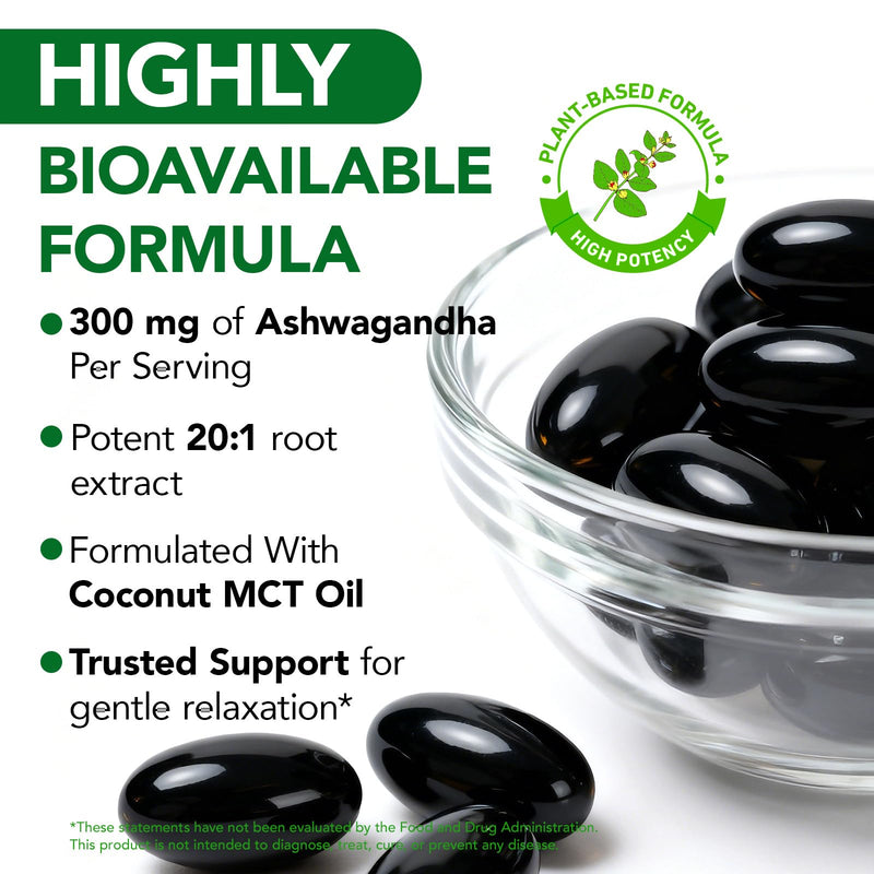 Ashwagandha KSM-66 Ashwagandha Softgels 6000mg Complex Ashwagandha Root Extract with MCT Oil & Black Pepper | Ashwagandha Powder Herbal Supplements for Women & Men