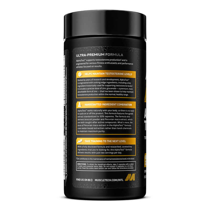 MuscleTech AlphaTest Testosterone Booster Supplement for Men, Workout Supplement, Muscle Strength Builder for Men, 200mg Maca Extract, Zinc & Boron, 120 Capsules, 30 Servings