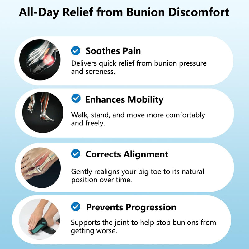 [Australia] - Bunion Corrector Pro 2.0 for Women & Men, Bunion Brace Big Toe Straightener for Left & Right Foot, Say Goodbye to Hallux Valgus (Black, 1 Pair) 