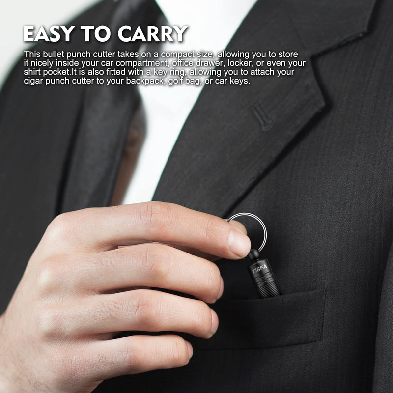 [Australia] - TISFA Cigar Punch Cutter Cigar Hole Opener Portable Screw Out Stainless Steel Puncher (Black) Black 