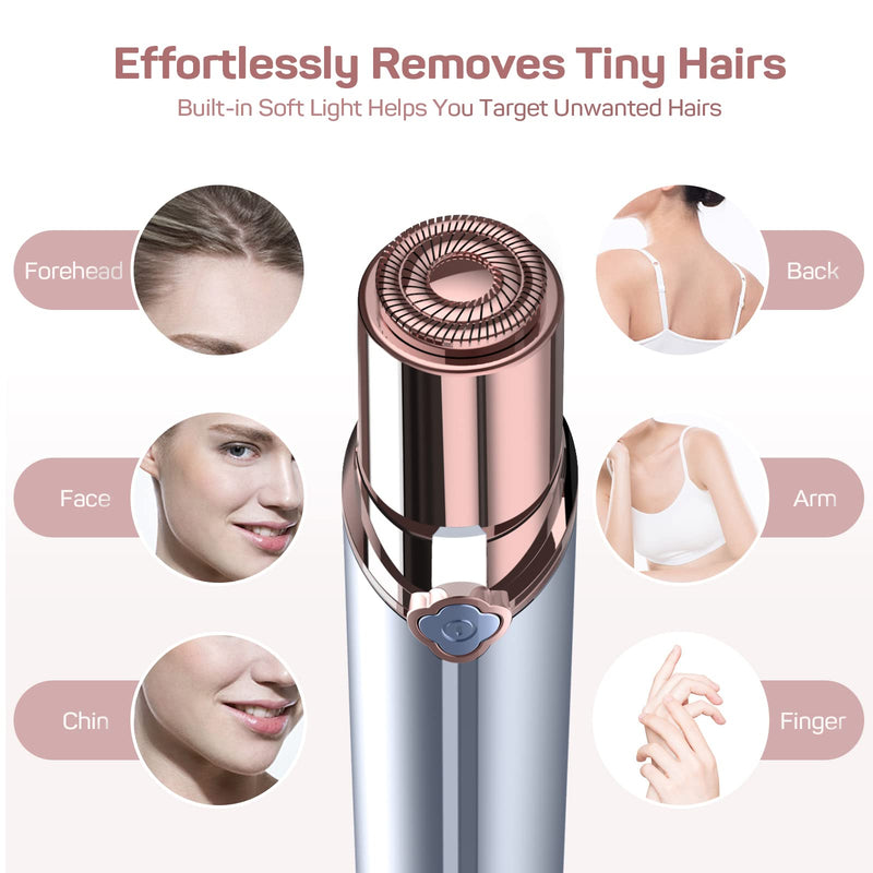 [Australia] - Facial Hair Removal for Women, GURELAX Hair Remover for Face, Painless Hair Removal Device, Face Shavers for Chin Upper Lip -Included 4 x Replacement Heads Blue+4 Heads 