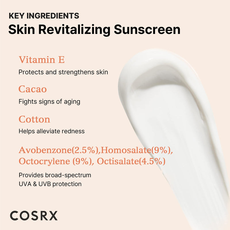 COSRX Invisible Shield Set - Vitamin E Vitalizing Face Sunscreen SPF 50, 1.69 fl.oz + Miniature 6 Peptide Skin Booster Serum Set
