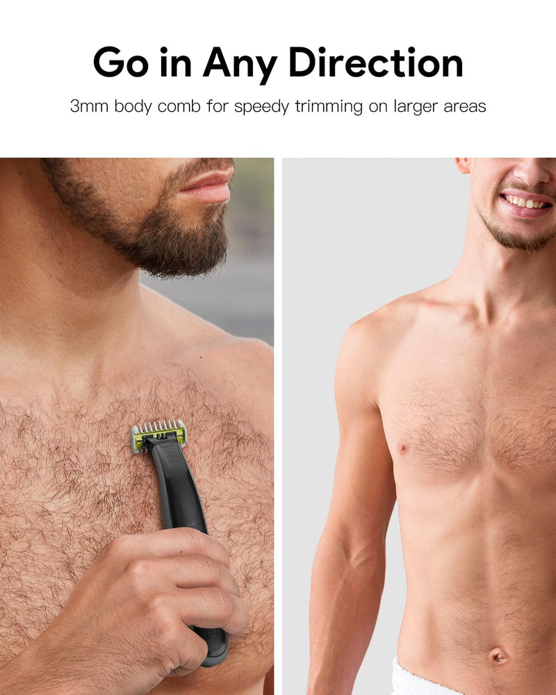 [Australia] - Attachments Intimate Skin Protection and 3mm Body Comb for O Blade QP2734 QP2824 QP2520 QP2530 QP6551 QP6530 Hybrid Electric Trimmer Attachments Accessories, 2pcs 