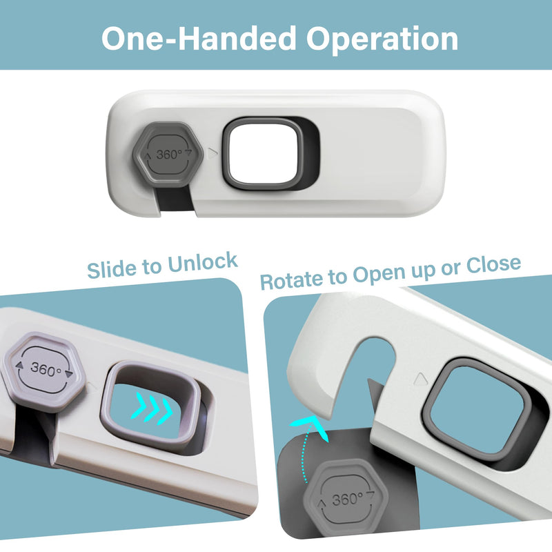 [Australia] - 5 Pack Fridge Lock, Child Proof Refrigerator Lock, French Fridge Door Latches, Baby Safety Locks for Cabinet, Cupboard, Drawers, Oven, Closet, Strong Adhesive-Easy to Install, Grey Gray 