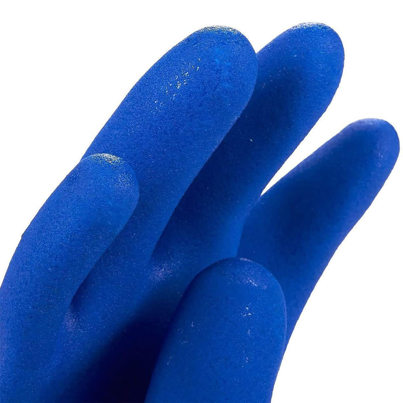 [Australia] - 2 Pairs Rubber Household Cleaning Gloves for Kitchen Dishwashing, Cotton Lined (Blue) Large (Pack of 2) 