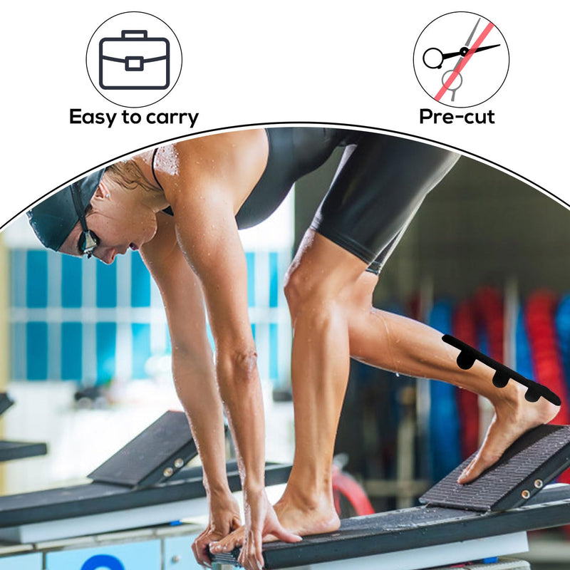 30 Pcs Tape for Achilles Tendon, Waterproof Adhesive Precut Achilles Tendon Ankle Athletic Tape Latex Free for Achilles Tendon Muscle Support (Black)