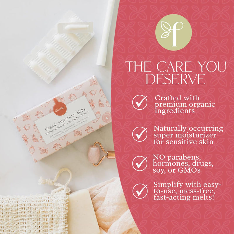 [Australia] - Femallay Organic Vaginal Moisturizing Suppositories ‚Äì Strawberry ‚Äì 100% Natural Relief for Dryness, Odor & Daily Feminine Discomfort ‚Äì 14 Count + Applicator 1 Count (Pack of 14) 