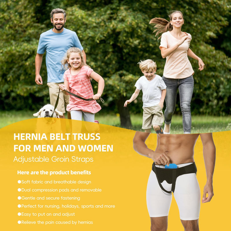 Hernia Belt Truss for Men Women Hernia Belt for Single/Double Inguinal or Sports Hernia,2 Removable Compression Pads Comfortable Adjustable Groin Waist Straps Guard for Pain Relief Recovery (L) Large