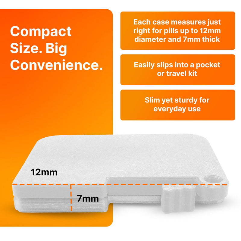 SplashNColor Travel Pill Organizer with Ejector - Portable Pill Case, ABS Material, Fits Pills up to 12mm Dia and 7mm Thickness - Travel Essentials, Pocket Purse Medicine Vitamin Holder - White 3 Pack