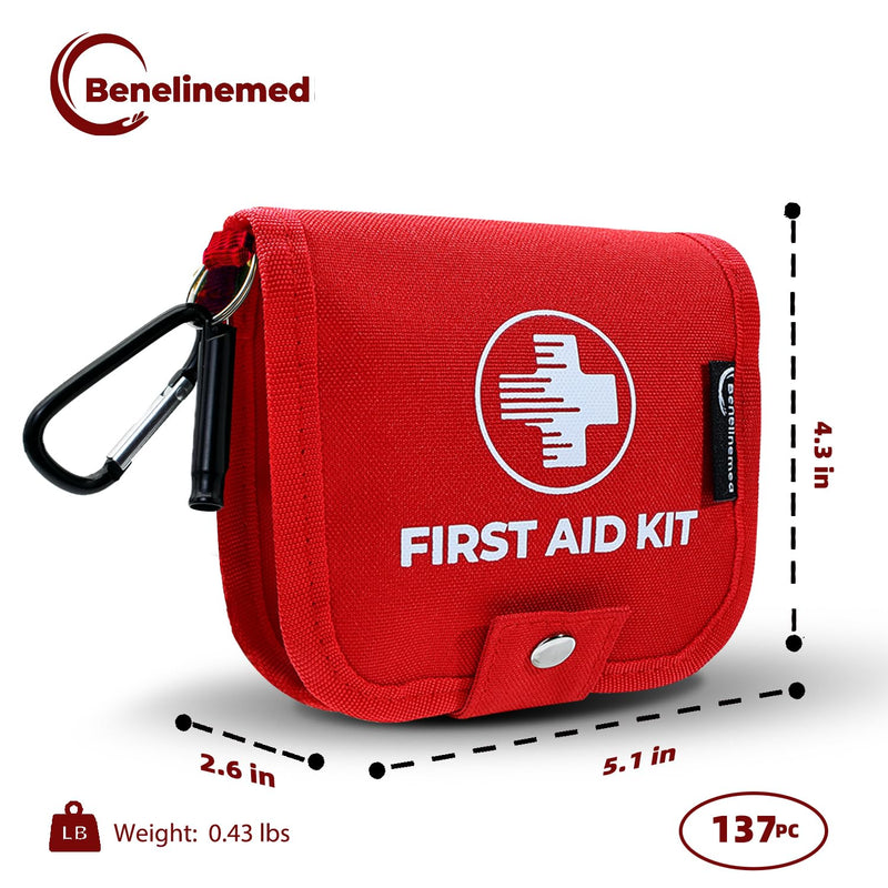 [Australia] - Mini First Aid Kit - 137 Piece Small Emergency Medical Kit for Home, Car, Travel, Camping & Outdoor Activities FSA/HSA (Red) Red 