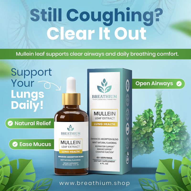 [Australia] - 4-in-1 Mullein Drops for Lungs & Gut Health ‚Äì Liposomal Mullein Leaf Extract, Sunflower Lecithin & Choline for Immune, Digestive, Allergy & Mucus Relief ‚Äì Made in USA ‚Äì 4oz Peppermint 4 Fl Oz (60 Servings) 