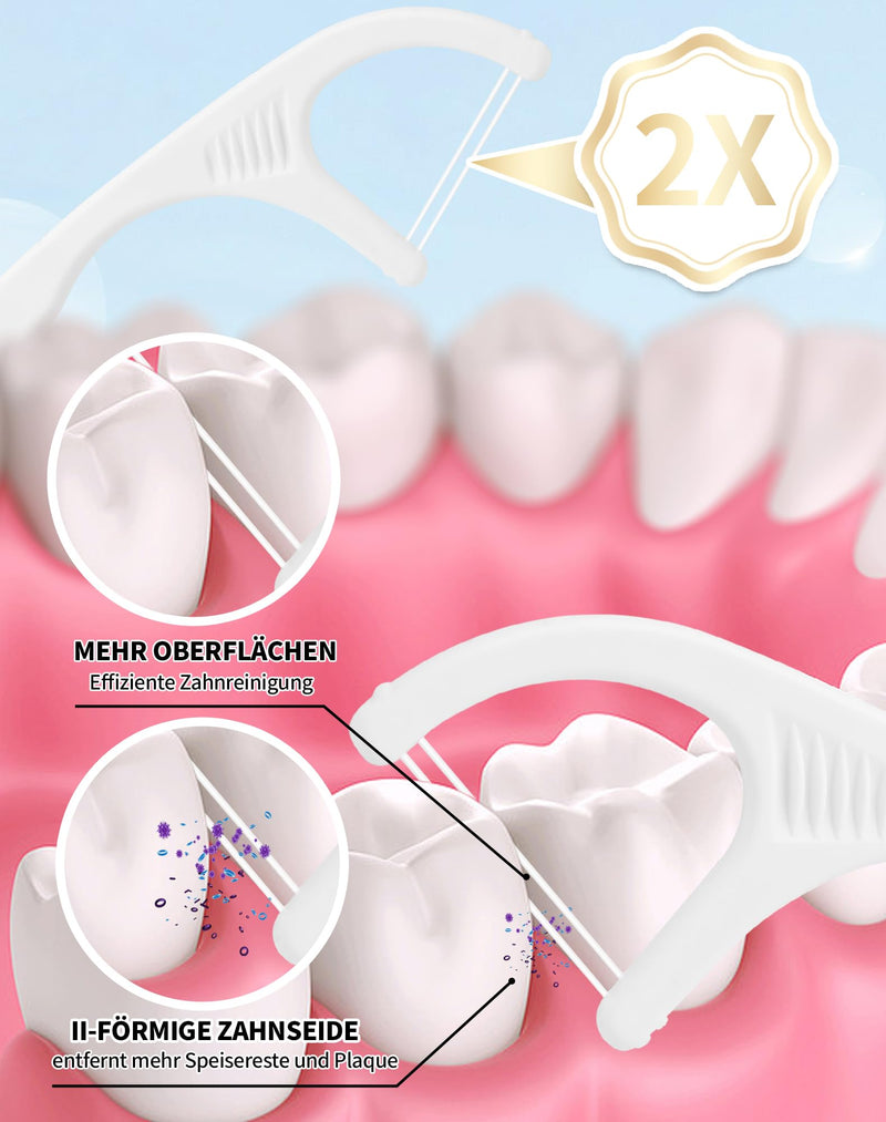 [Australia] - 200 PCS Dental Floss TWIN LINE Dental Floss Sticks Dental Floss Picks 4X Effective Teeth Cleaning Between Teeth Double Threads Dental Floss Stick with Toothpick - For removing plaque and food residue 