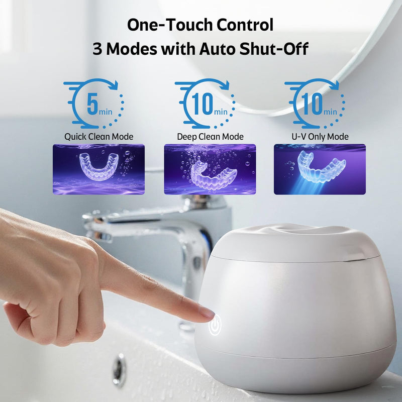 [Australia] - Ultrasonic Retainer Cleaner Machine 48kHz Denture and Aligner Cleaning Pod for Mouth Guards Night Guards Dental Trays Braces Toothbrushes Jewelry with 200ML Capacity (Blue) Blue 
