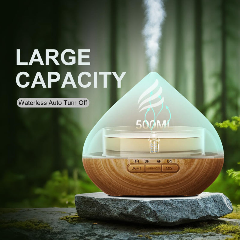 [Australia] - Essential Oil Diffuser 500ml with 8 Diffuser Oil, Aromatherapy Diffusers, Air Freshener, Humidifier with Remote Control, 4 Timers for Bedroom 
