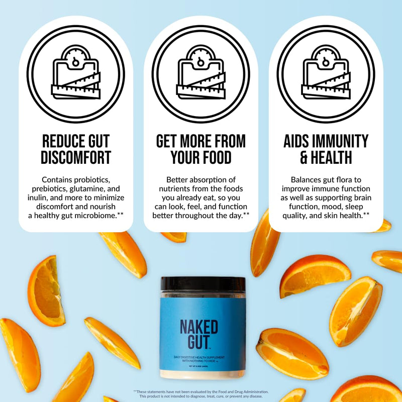 [Australia] - NAKED Gut - Daily Gut Health Supplement - Natural Gut Health Powder for Gut Cleanse, Digestive Support, GMO-Free, Soy-Free, Gluten-Free, Vegan and Hypoallergenic, 40 Servings 