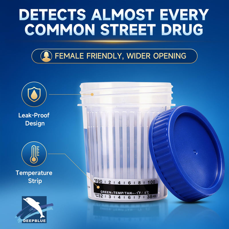DEEPBLUE Multi-Drug Urine Test Cup Kit, 17 Panel, OTC Home Use, 5 Minute Results(6pcs) | At Home Drug Test Kit, Tests for THC, OPI, AMP, BAR, BUP, BZO, COC, mAMP, MDMA, MTD, OXY, PCP, EDDP, FYL, 6-MAM, PPX, TCA 6pcs