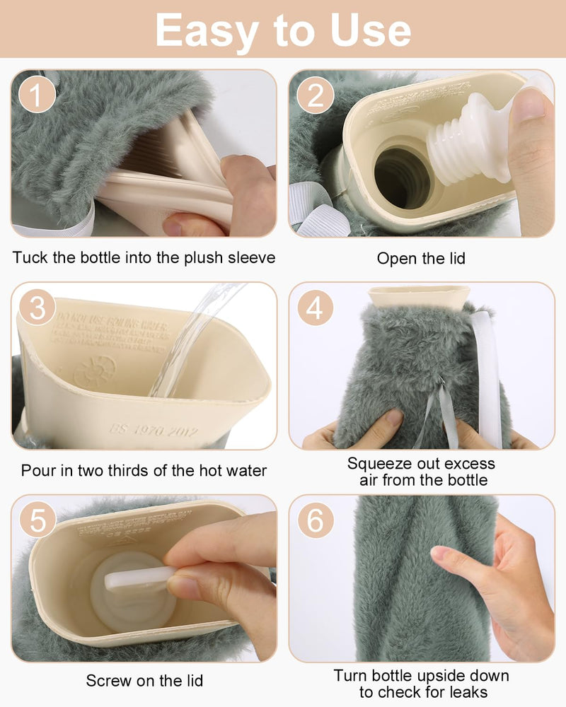 [Australia] - Xaosin hot water bottle long neck with cover 2L hot water bottle belt hose large neck hot water bottle XXL hot water bottle to tie around plush bed bottle hot water bottle for back neck shoulder abdomen gray 