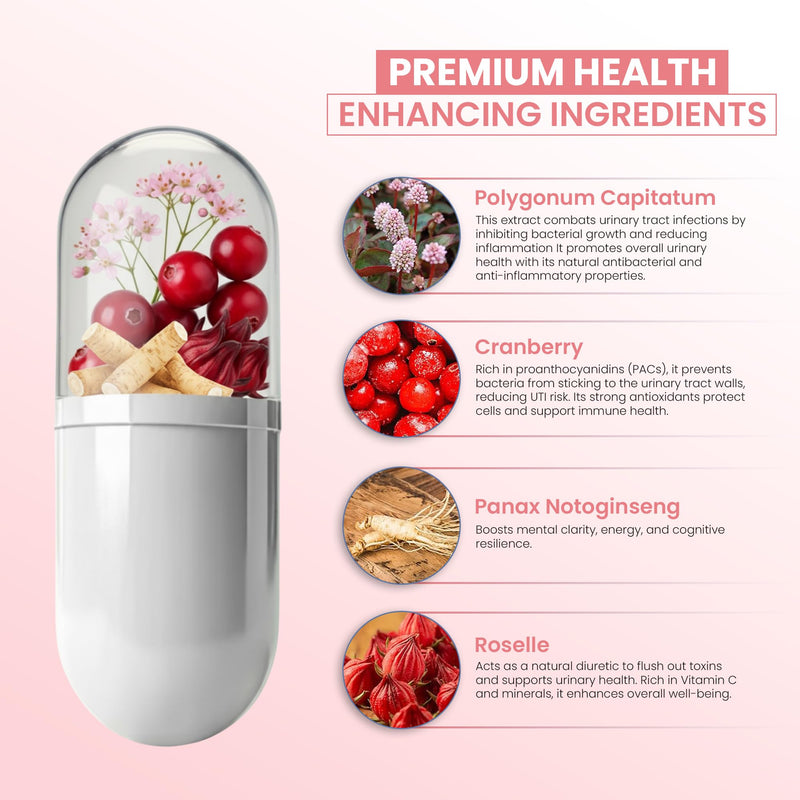 UTFREx – Fast Acting - Promotes Urinary Tract Health Supports Healthy Immune and Urinary System, No Vitamins, Minerals, Prebiotics, Sugar, Plant-Based Supplement (60 Capsules)
