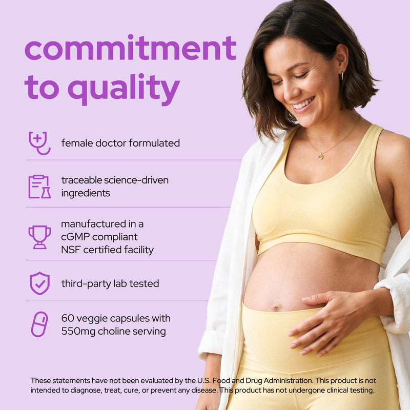 Premom Prenatal Choline Supplements, 550mg Choline Bitartrate, Supports Baby Brain Health & Cognitive Development + Pregnancy & Postpartum Breastfeeding for Women*, 60 Veggie Capsules