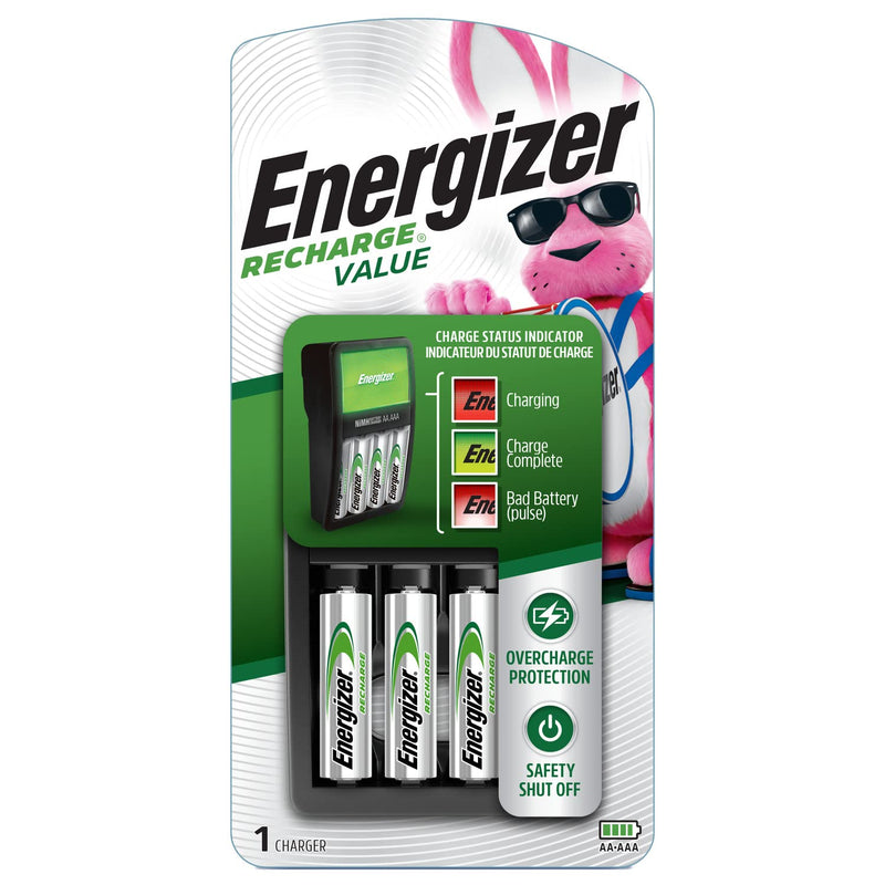 Energizer Rechargeable AA and AAA Battery Charger (Recharge Value) with 4 AA NiMH Rechargeable Batteries 1 COUNT