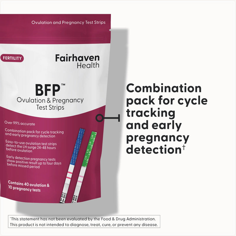 [Australia] - Fairhaven Health BFP Kit - 40 Ovulation and 10 Pregnancy Test Strips – Monitor LH and HCG Levels- Early Detection at Home for Women Trying to Get Pregnant - Made in North America 