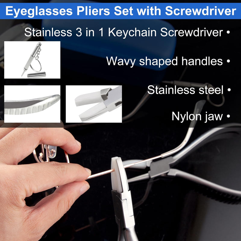 [Australia] - Round & Nylon Jaw Eyeglasses Frame Pliers Nylon Jaw Pliers for Eyeglasses 2 PCS Eyeglass Repair Kit with Eyeglass Repair Screwdriver Optical Pliers Set Eye Glasses Adjusting Pliers 