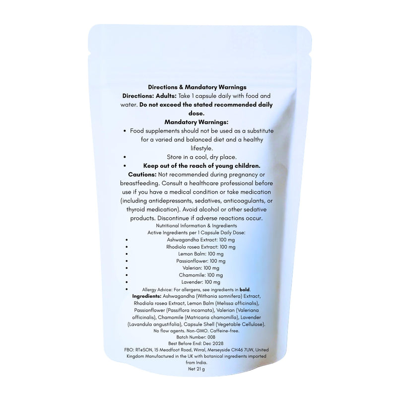 Calming Balance Herbal Relief - Master Crafted Formula in Vegan Capsules for Natural Calm & Wellness