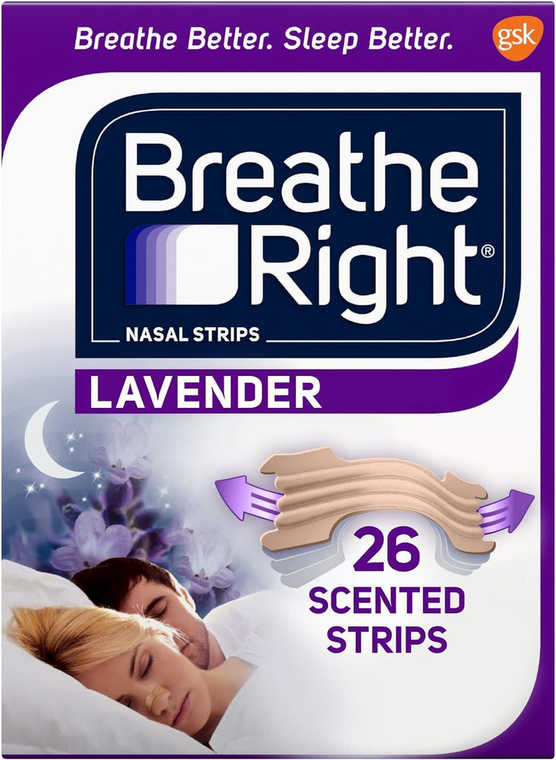 [Australia] - Breathe Right Calming Lavender Scented Drug-Free Nasal Strips for Nasal Congestion Relief 26 count - Pack of 2 