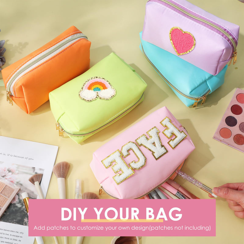 Kigeli 12 Pcs Nylon Makeup Bag Bulk Cosmetic Pouches Preppy Cosmetic Bag for Women Waterproof Travel Zipper Organizer Little Outdoor Accessory Makeup (Nylon, Foam,Macaron) Nylon, Foam Macaron