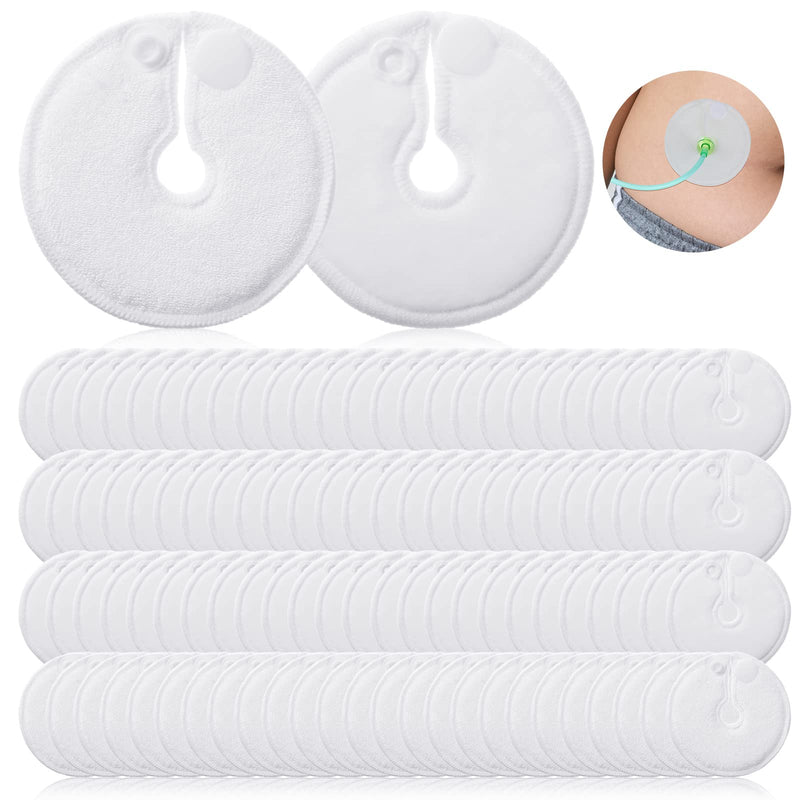 100 Pieces G Tube Pads G Tube Covers G Tube Button Covers Peg Tube Supplies Feeding Tube Pad Feeding Tube Holder Peritoneal Abdominal Soft Absorbent Button Pads Holder for Nursing Care