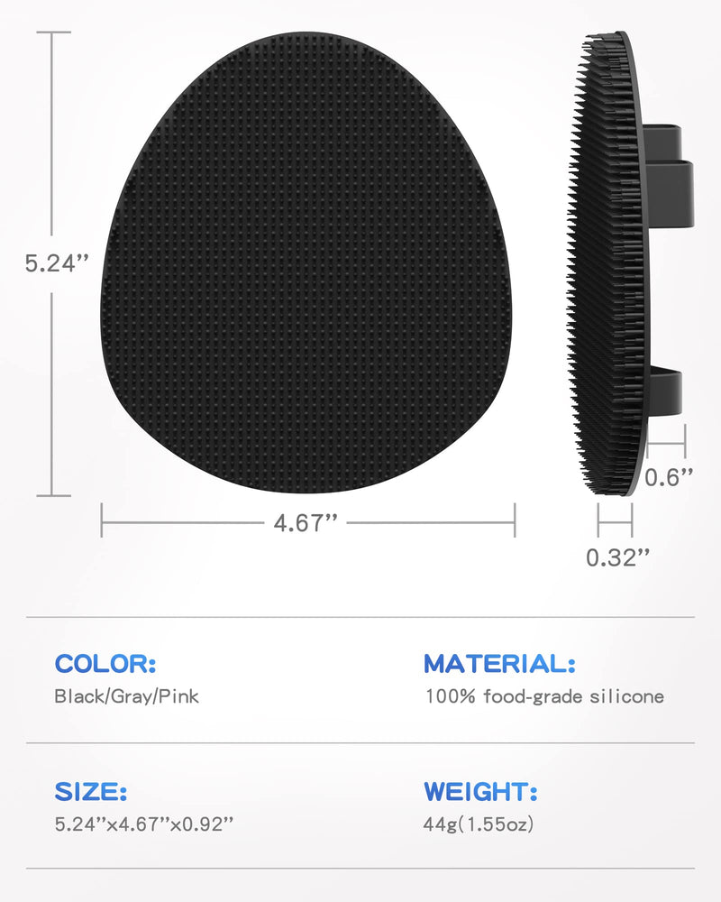 [Australia] - Silicone Back Scrubber(Thick Bristles) & Soft Bath Glove Set, Super-Exfoliating Body Scrubber & Super-Lathering Shower Brush Combination, with a Free Hook.(Black) Thick Bristles Set Black 
