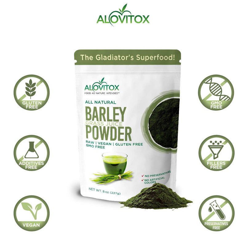Alovitox Barley Grass Juice Powder: USDA Organic, Raw, 56 Servings | With Chlorophyll, Vitamins, Minerals, Enzymes, Antioxidant and Immune Boosting, All Natural, Gluten-Free, Non-GMO, 8 oz 8 Ounce (Pack of 1)