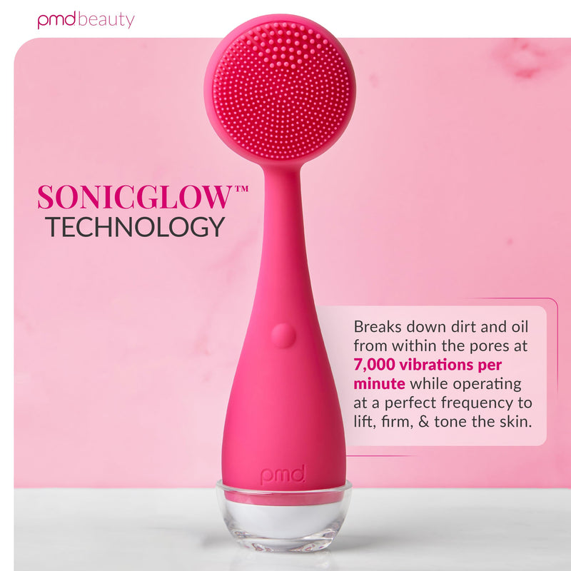 PMD Clean - Smart Facial Cleansing Device with Silicone Brush & Anti-Aging Massager Pink