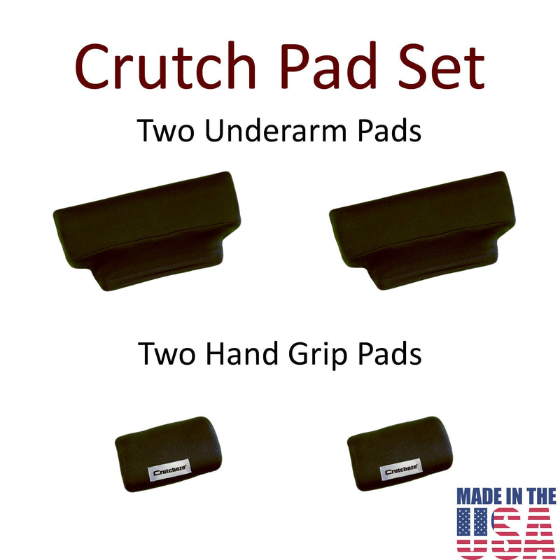 [Australia] - Crutcheze Premium USA Made Crutch Pad and Hand Grip Covers | Comfortable Underarm Padding Washable Breathable Moisture Wicking Odor Reducing- Accessories for Adult & Youth Crutches (Black) Black 