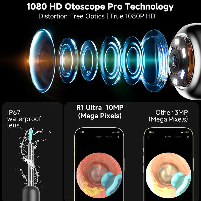[Australia] - BEBIRD R1 Ultra Ear Wax Removal, Ear Cleaner with Camera Ear Scope, Wax Remove Ear Pick with Ear Otoscope Tweezers, Visual Dropper Cleaning Kit, Ear/Nose/Throat Examination Tool for Family 