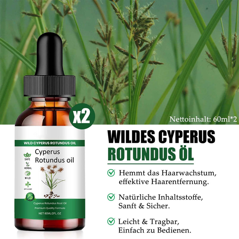 [Australia] - Cyperus Rotundus Oil, 120ml Pure Cyperus Oil Silky Hair Remover, Natural Essential Oils Cyperus for Hair Removal, Pure Ripe Cyperus Rotundus Oil for Reducing Body Hair Growth (2PCS) 