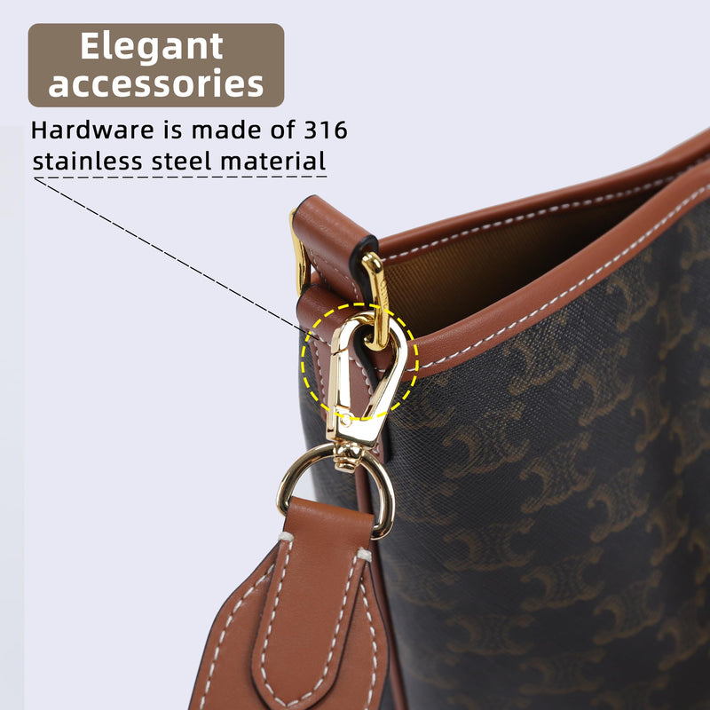 Vachetta Leather Strap for Celin Bucket Bag, Multi Length Handmade Cowhide Crossbody Purse Strap for Handbag 【1.5inch Wide 35.4inch Long, Caramel (Caramel Thread)】 Caramel ( Caramel Thread ) 【35.4inch Long】 1.5inch Wide