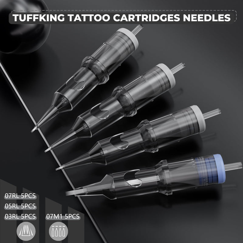 [Australia] - Tuffking Tattoo Machine Kit Rotary Wireless Tattoo Pen Kit with 20pcs Extra Smooth Cartridge Needles Practice Skin Supplies for Beginners & Professional Artists 