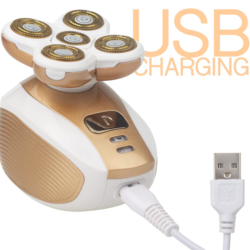 [Australia] - Electric Shaver for Women, Painless 5 Blade Hair Remover Razor, Cordless Trimmer for Female Face Underarms and Legs - Rose Gold 