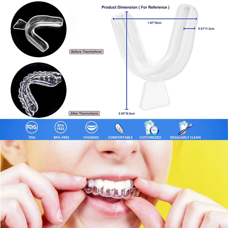 10PSC Teeth Whitening Trays Kits Mouth Trays & 2 Tooth Boxes, Thermoform Moldable Whitening Teeth Tray, Oral Care Thin Moldable Mouth Tray Kit Tools for Whitening