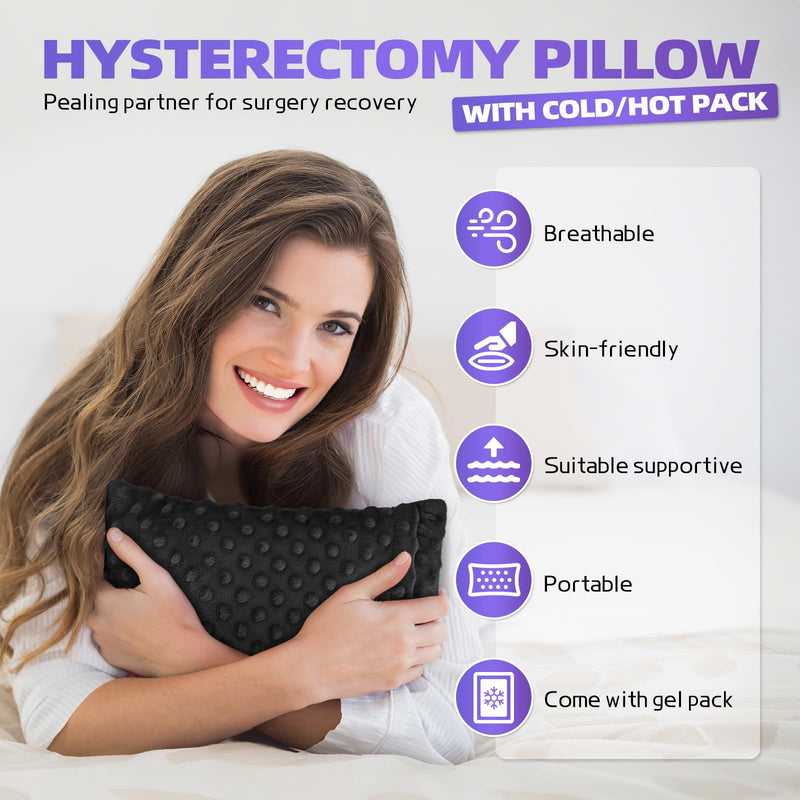 [Australia] - Hysterectomy Recovery Pillow with Hot/Cold Pack Pocket - Abdominal Surgery Recovery Pillow for Women, C-Section & Tummy Tuck Must Haves, Post Op Support Cushion (Black) Black 