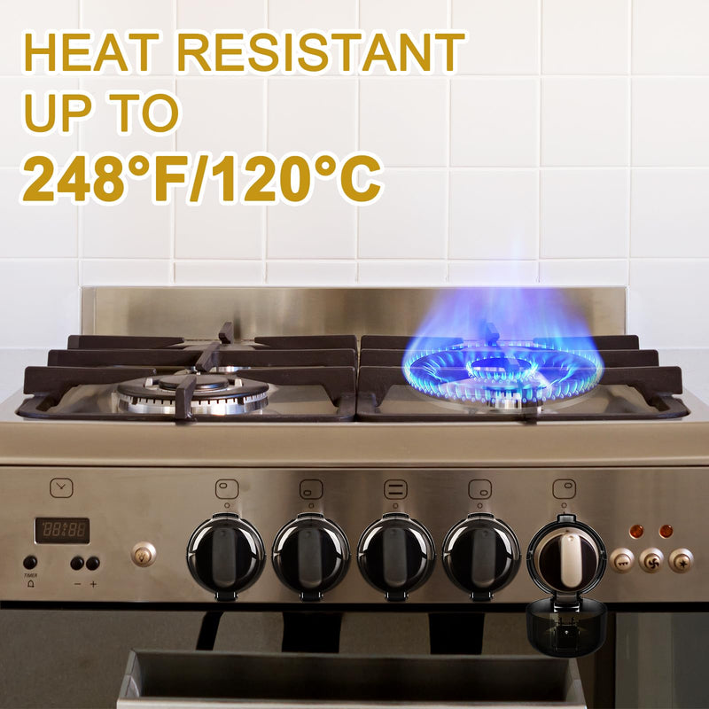 [Australia] - 5-Pack Stove Knob Covers for Child Safety - Universal Size Gas Stove Knob Covers with Adhesive, Heat-Resistant Baby Proof Stove Knob Covers, Dual-Key Oven Knob Covers for Child Safety and Pet (Black) 