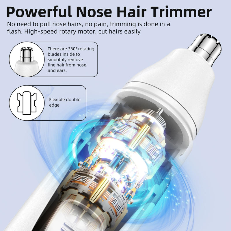 [Australia] - Nose Hair Trimmer Nose and Ear Hair Trimmer Eyebrow Lip Hair Painless Epilator Facial Hair Remover for Men and Women White 