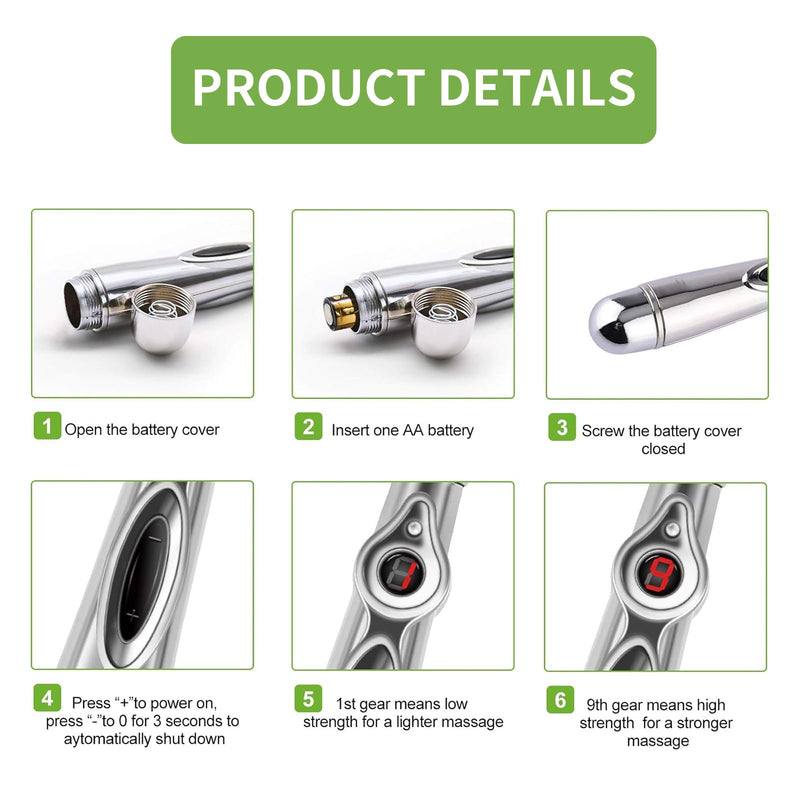 [Australia] - Acupuncture Pen, Electronic Acupuncture Pen Therapy, Energy Massage Tools, Suitable for Women & Men(5-in-1) 
