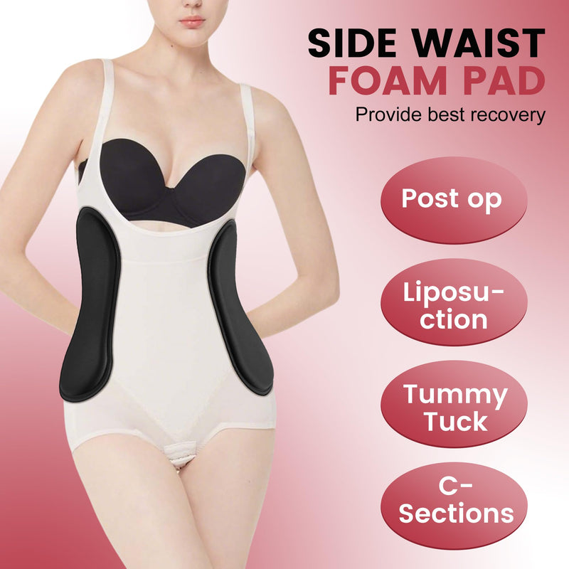 Wehhbtye 2Pcs Post Surgery Lipo Foams, Abdominal Side Compression Board, 11.8'' x 5.5'' Black Lipo Foam Lateral Protector for Post Surgery Recovery Waist Filling Skin Anti-Sagging 2pc