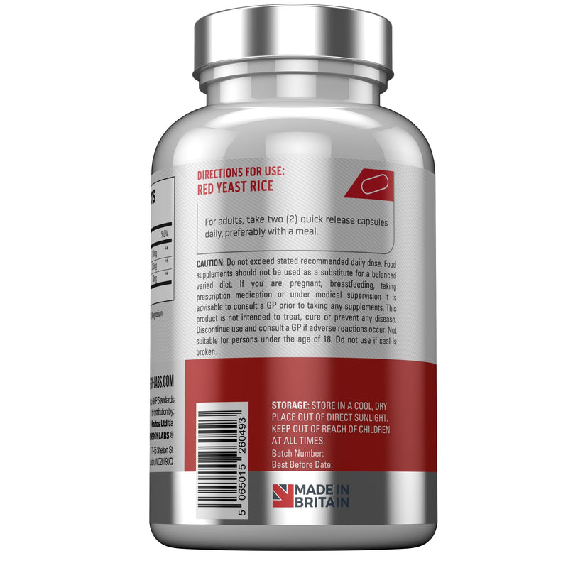 Red Yeast Rice with CoQ10 & Alpha Liopic Acid (3 Cholesterol Lowering Ingredients) Supplement Coenzyme Q10 Red Yeast Cholesterol Lowering Supplements 120 Vegan Capsules