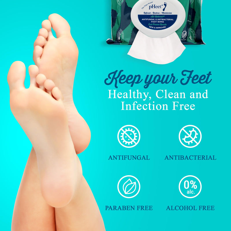 pHeet® Foot Wipes All-Natural Antifungal & Antibacterial Formula 72ct | Cleanses, Moisturizes, Prevents & Kills Athlete's Foot, Toenail & Foot Fungus, Odor & Improves Dry, Cracked, Flaky Skin