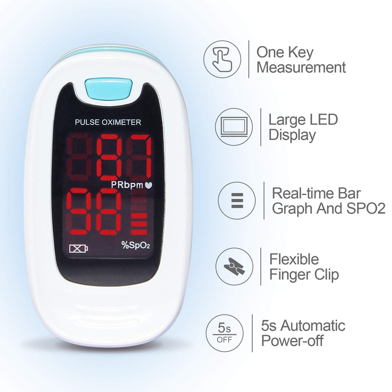 [Australia] - CONTEC CMS50M Fingertip Pulse Oximeter Blood Oxygen Saturation Monitor with Lanyard Blue White Color 