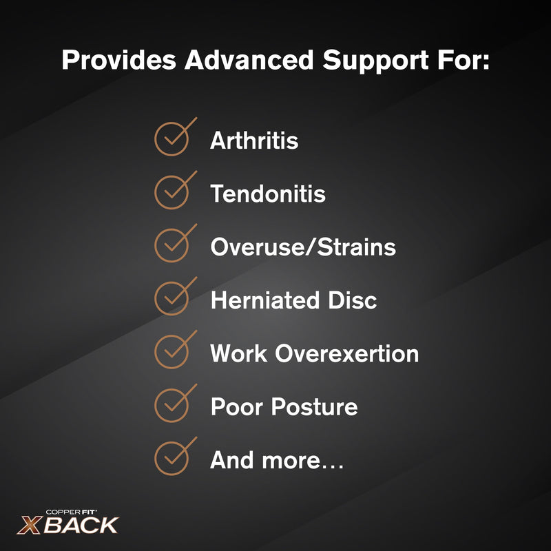 [Australia] - Copper Fit X-Back Brace for Lower Back Pain, Lumbar Support, Herniated Disc, Sciatica, Arthritis – Adjustable, Breathable Design - for Men and Women (Large/XLarge) Large/XLarge (34"-48") 